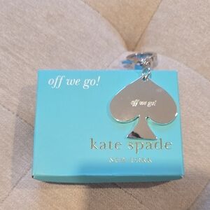 Kate Spade Silver Spade Keychain with Blue Box